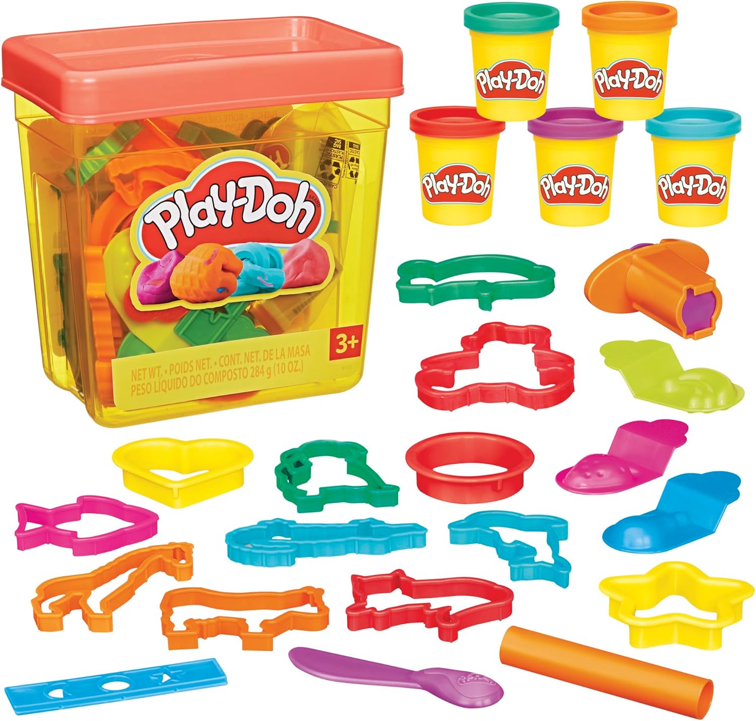Play-Doh Fun Tub Set, 19 Accessories &amp; Reusable Storage Container, Preschool Toys, Kids Arts &amp; Crafts, Back to School Gifts, Ages 3+
