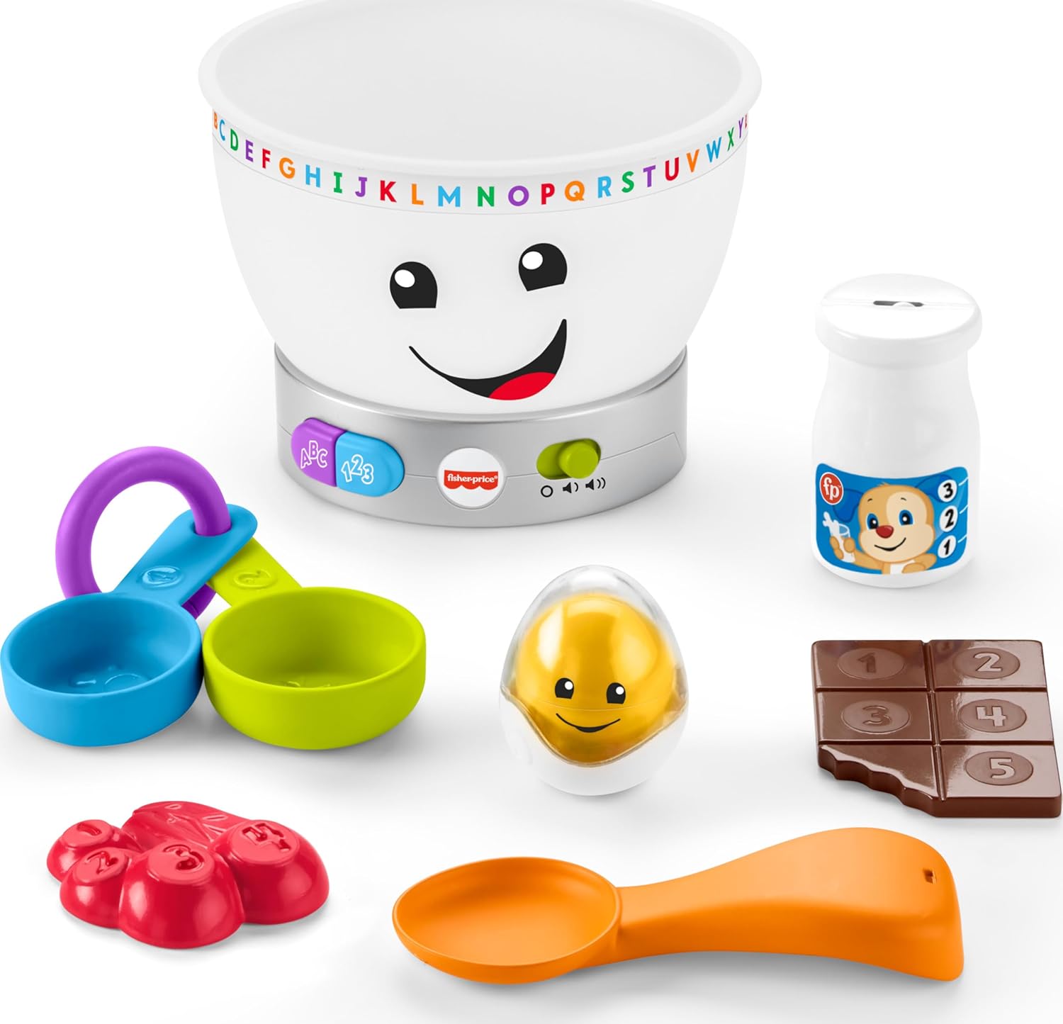 Fisher-Price Baby Learning Toy Laugh &amp; Learn Magic Color Mixing Bowl with Pretend Food Music &amp; Lights for Ages 6+ Months