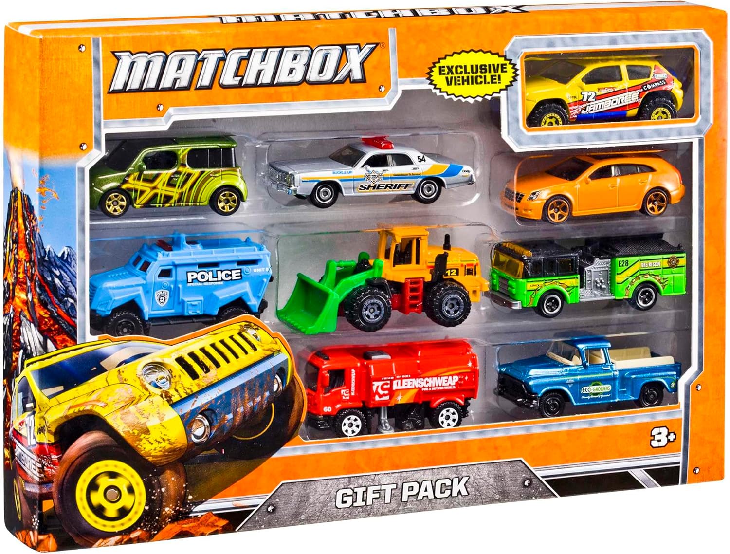Matchbox 9-Pack Die-Cast 1:64 Scale Toy Cars, Construction or Garbage Trucks, Rescue Vehicles or Planes (Styles May Vary)