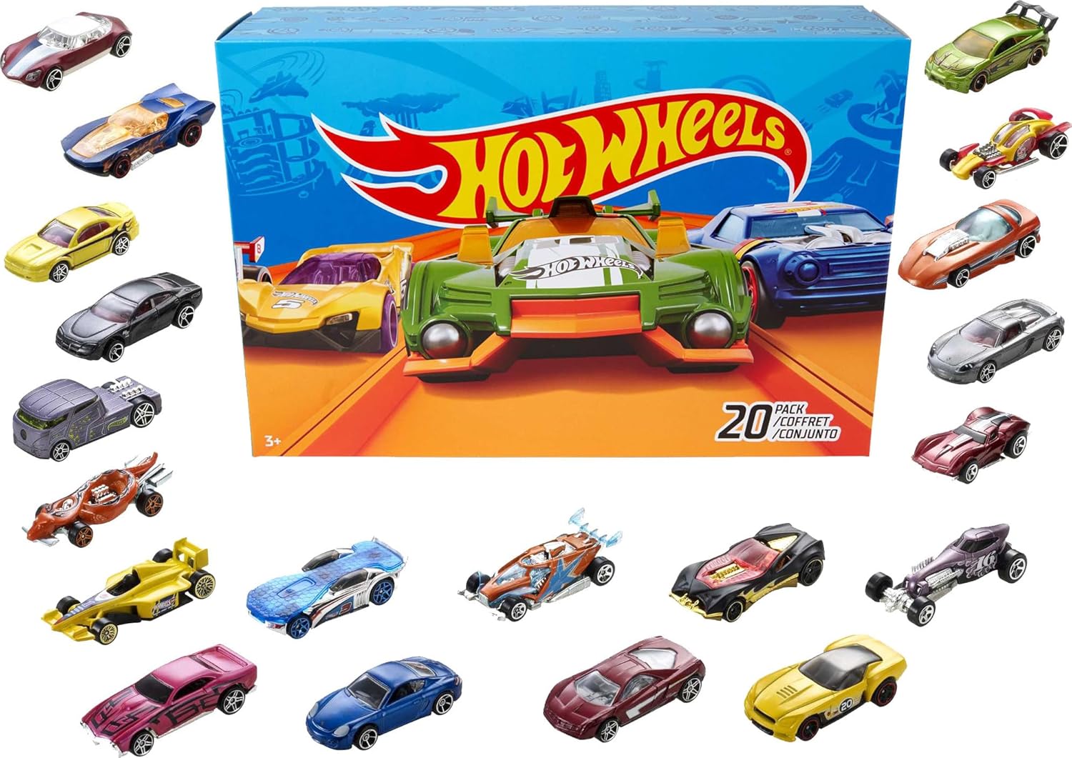 Hot Wheels Toy Cars &amp; Trucks 20-Pack, Set of 20 1:64 Scale Vehicles for Play or Display, Instant Collection (Styles May Vary)